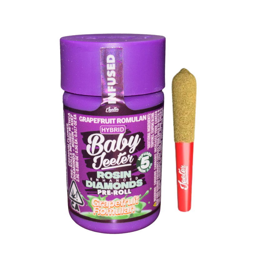 4F76195C-BB0B-4461-8866-8E1E49C9A754 GRAPEFRUIT ROMULAN ROSIN ENHANCED PRE ROLL-BABY JEETER