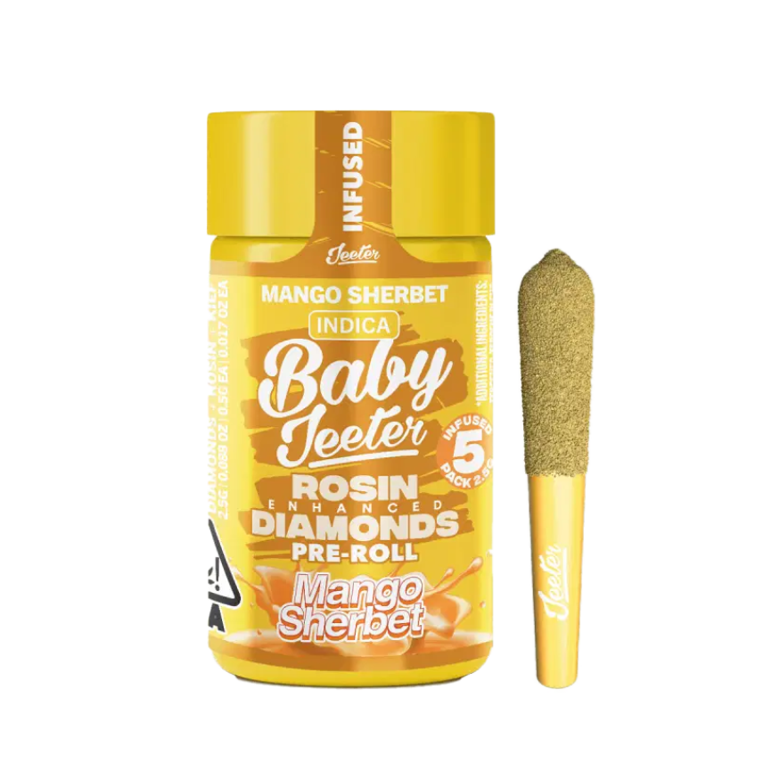 IMG-7750 MANGO SHERBET ROSIN ENHANCED PRE ROLL-BABY JEETER